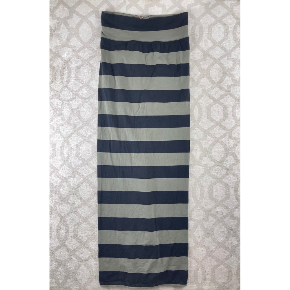 Free People Striped Maxi Skirt Women S‎ Cream Black Cotton Blend High Waist